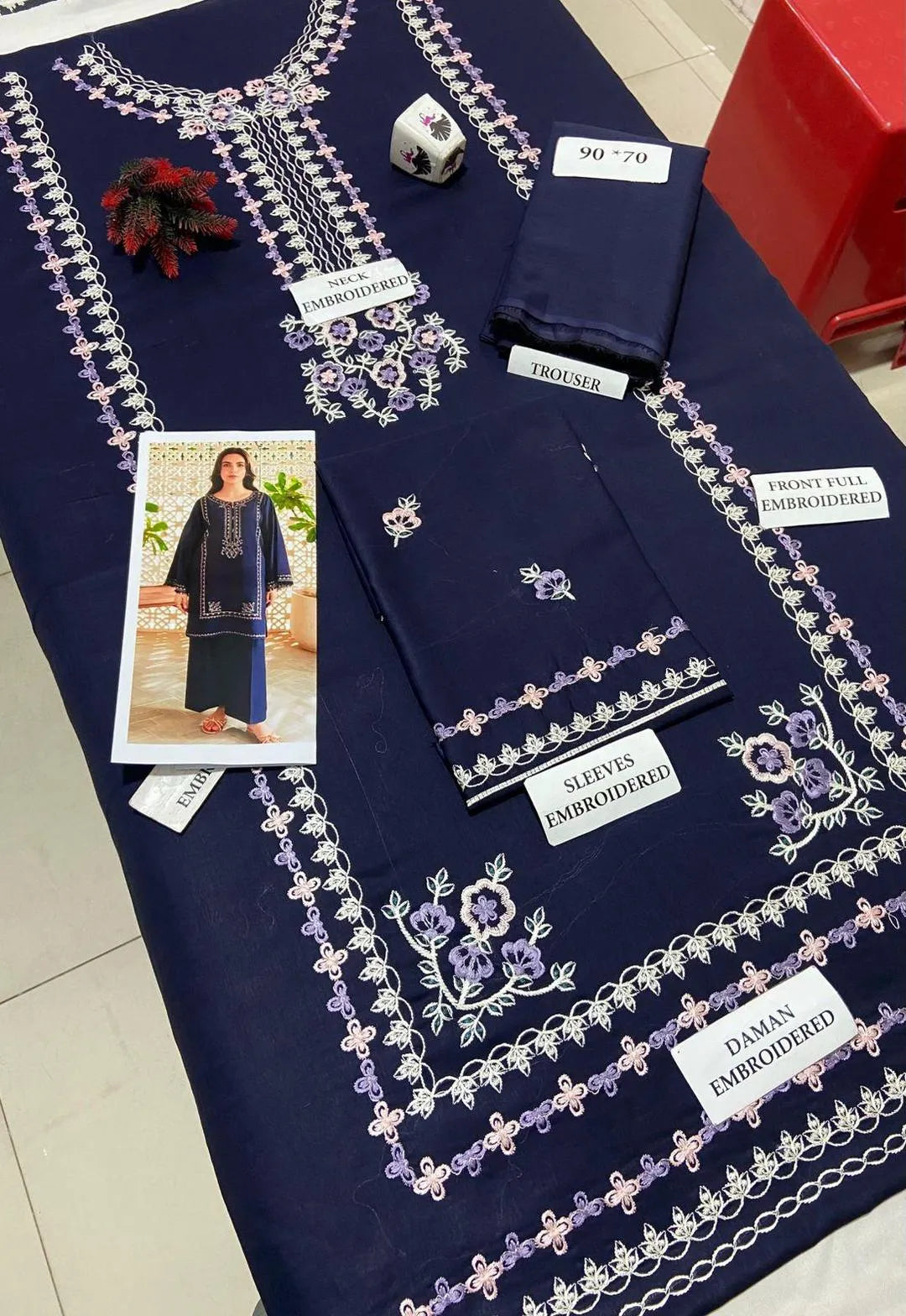 2 Pcs Women's Unstitched Embroidered Suit
