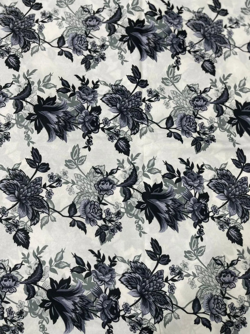 Black Floral Fabric 92 Inches Wide