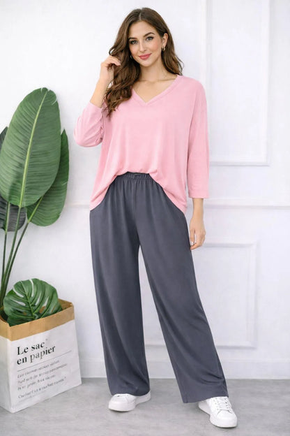 Women Cotton Jersey Night Suit Pink 2 Pcs