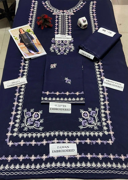 2 Pcs Women's Unstitched Embroidered Suit
