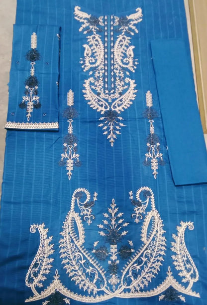 3 Pcs Women's Unstitched Embroidered Suit