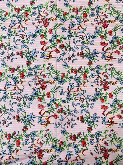 Pink Floral Unstitched Fabric 92" Wide
