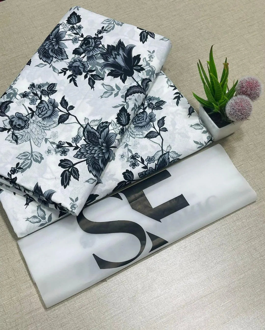 Black Floral Fabric 92 Inches Wide