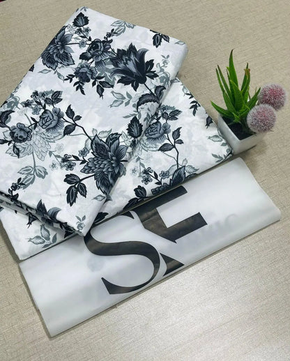 Black Floral Fabric 92 Inches Wide