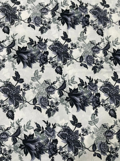 Black Floral Fabric 92 Inches Wide