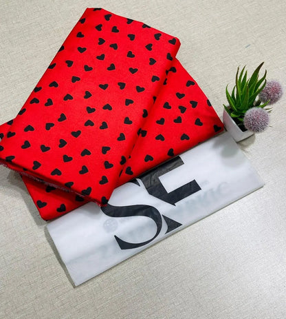 Red Heart Print Unstitched Suit 92"
