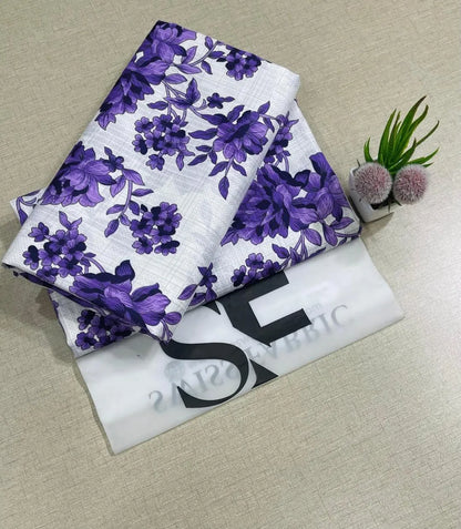 Purple Floral Cotton Shirt 92" Width