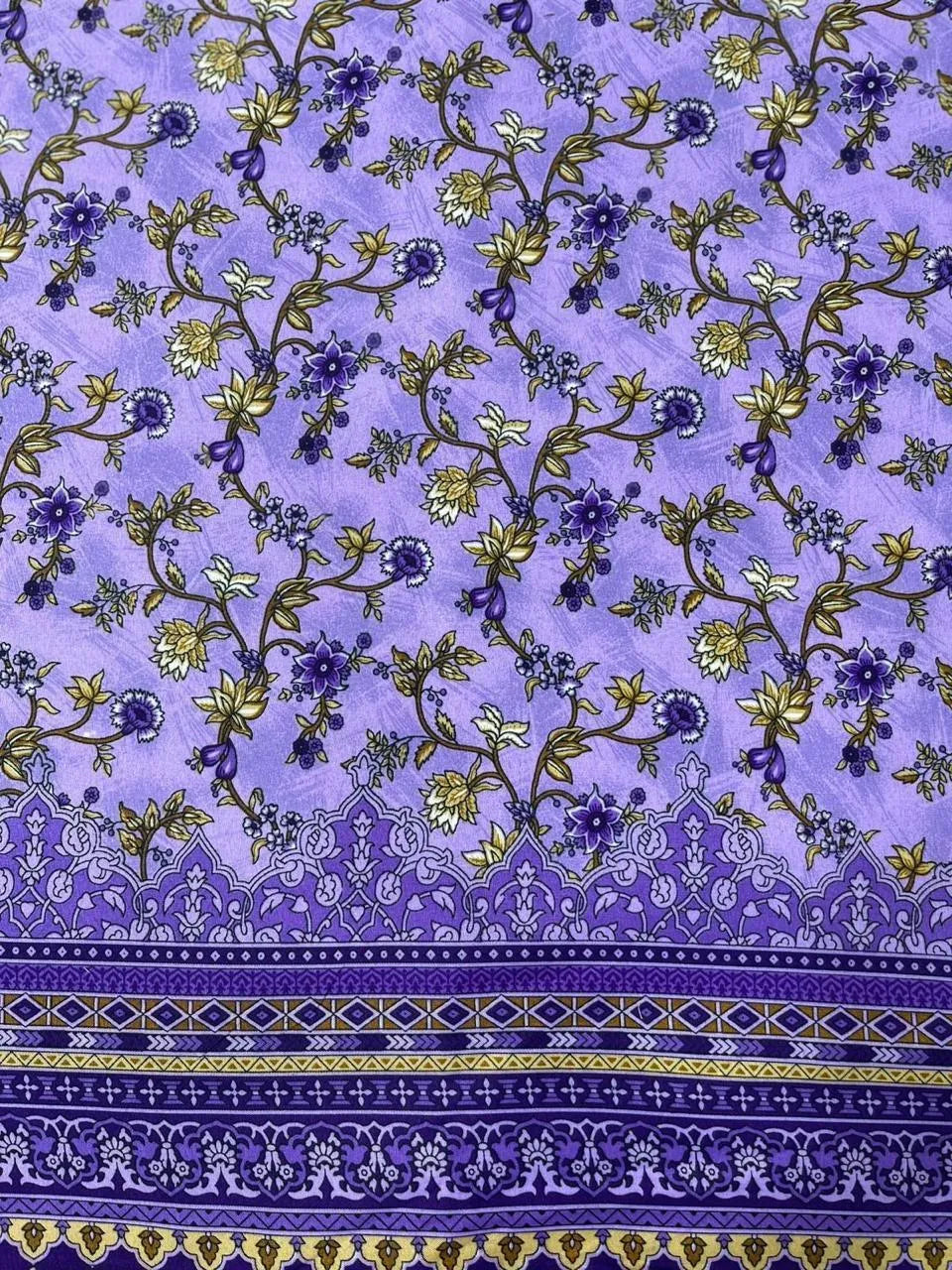 Purple Floral Printed Silk Scarf 92 Inches