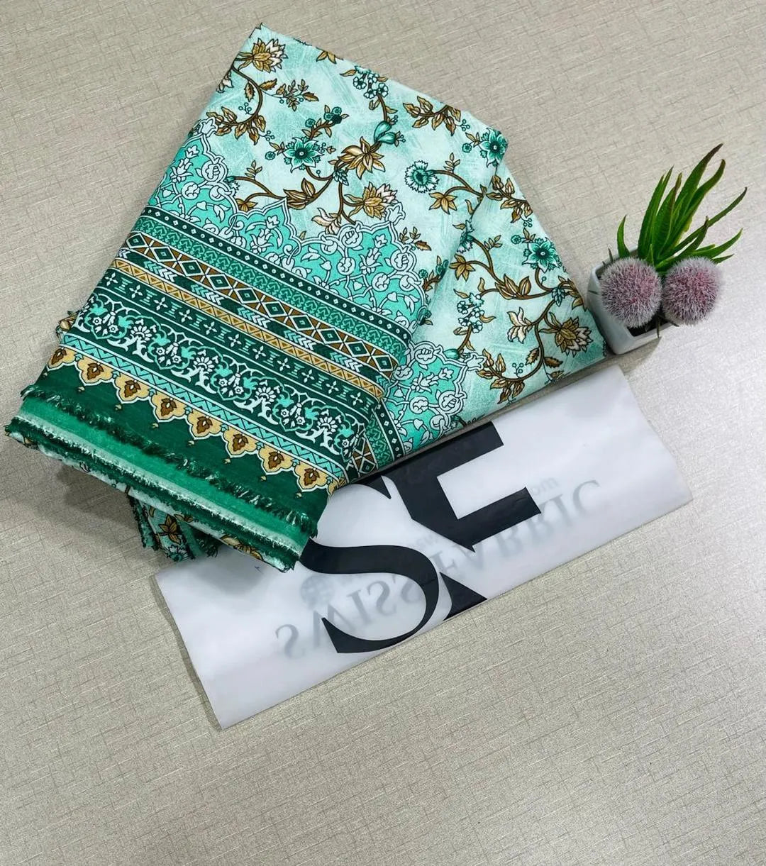 Green Printed Fabric 92 Inches Wide
