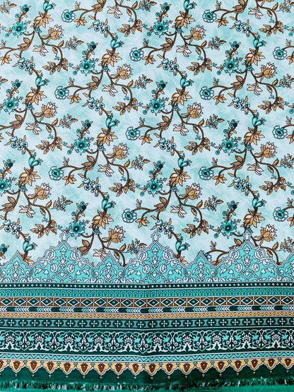 Green Printed Fabric 92 Inches Wide