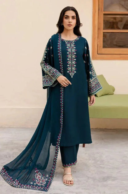 3 Pcs Women's Unstitched Plain Suit
