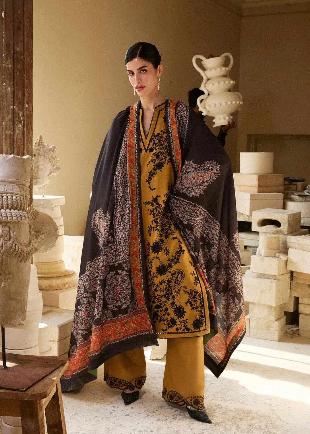 3 Pcs Women's Unstitched Embroidered Suit