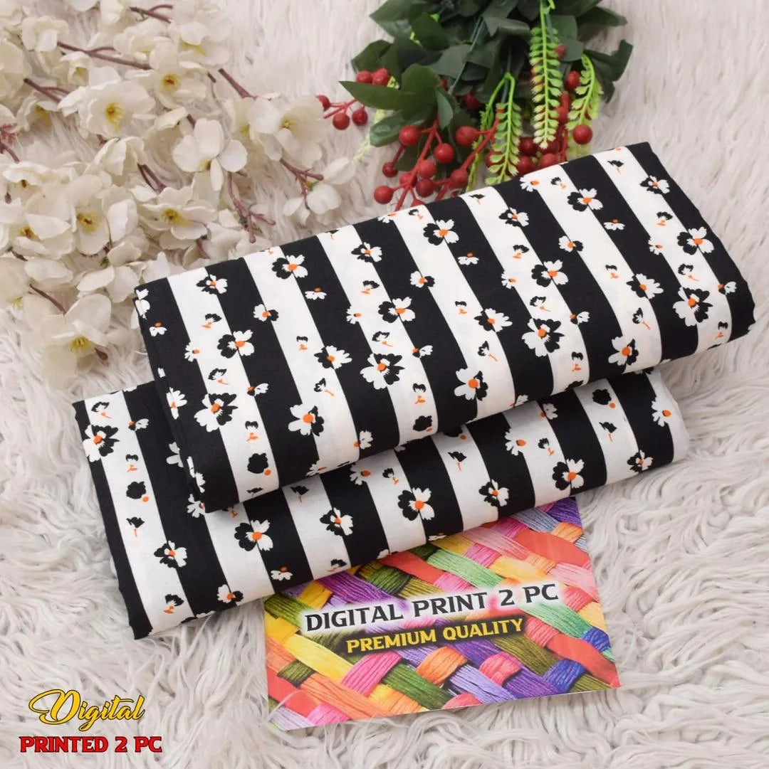 2 Pcs Women's Unstitched Printed Suit