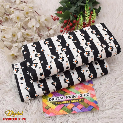 2 Pcs Women's Unstitched Printed Suit