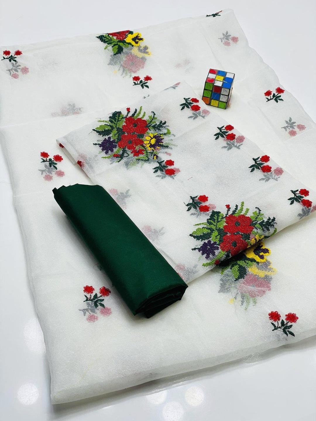 3-Piece Embroidered Khaadi Net Suit White Floral