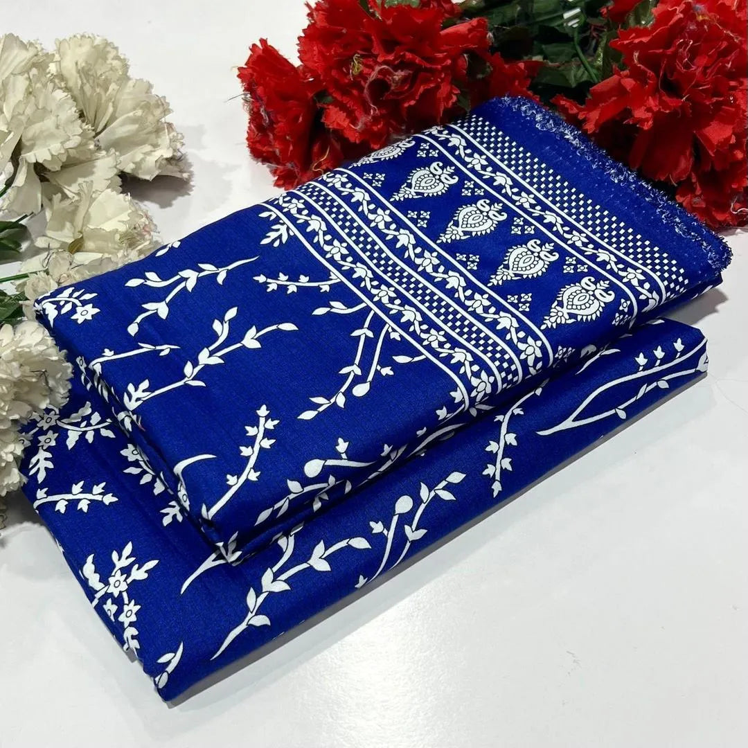 2 Pcs Women's Unstitched Printed Suit