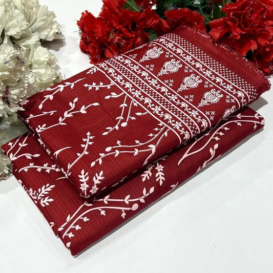 2 Pcs Women's Unstitched Printed Suit