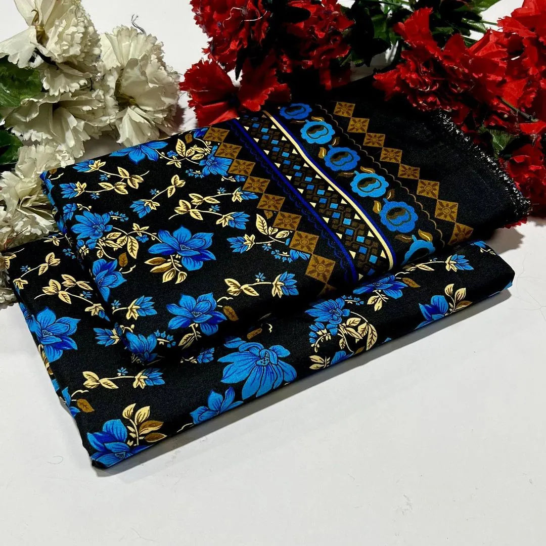 2 Pcs Women's Unstitched Printed Suit